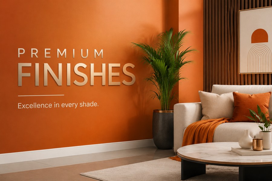 Premium finishes — orange living room